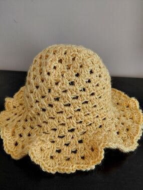 Handmade Yellow Crochet Sun Hat - Women Accessories